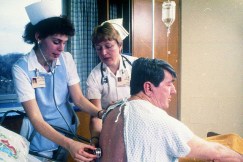 Nursing student with instructor and patient, date unknown