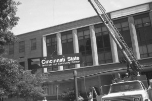 Installing the new sign - 1994
