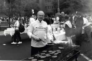 1994 – President Long helps out at the name change picnic. Although there was some hesitation at first, many faculty, students, and staff were excited about the conversion from a technical school to a community college. The change was also estimated to increase enrollment by 10% in the first year, within an additional 1,600 students within three years. 