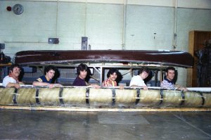 Concrete canoe built by Cincinnati State students (ca. 1979)