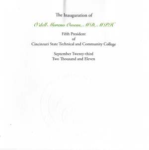 Inauguration program of O'dell M Owens September 23, 2011